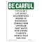 Signmission OSHA CAREFUL Sign, Type III Or V Life Jacket Recommended, 14in X 10in Plastic, 10" W, 14" H, Prtrait OS-BC-P-1014-V-10123 - alternate 1